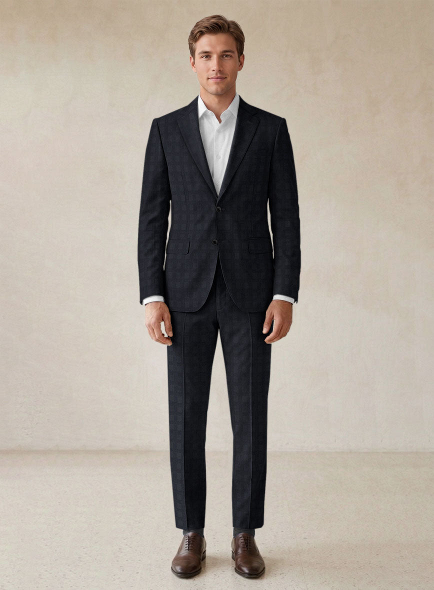 Scabal Cacho Checks Blue Wool Suit - StudioSuits