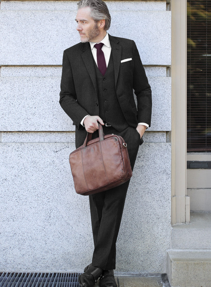 Scabal Caspa Birdseye Gray Wool Suit - StudioSuits