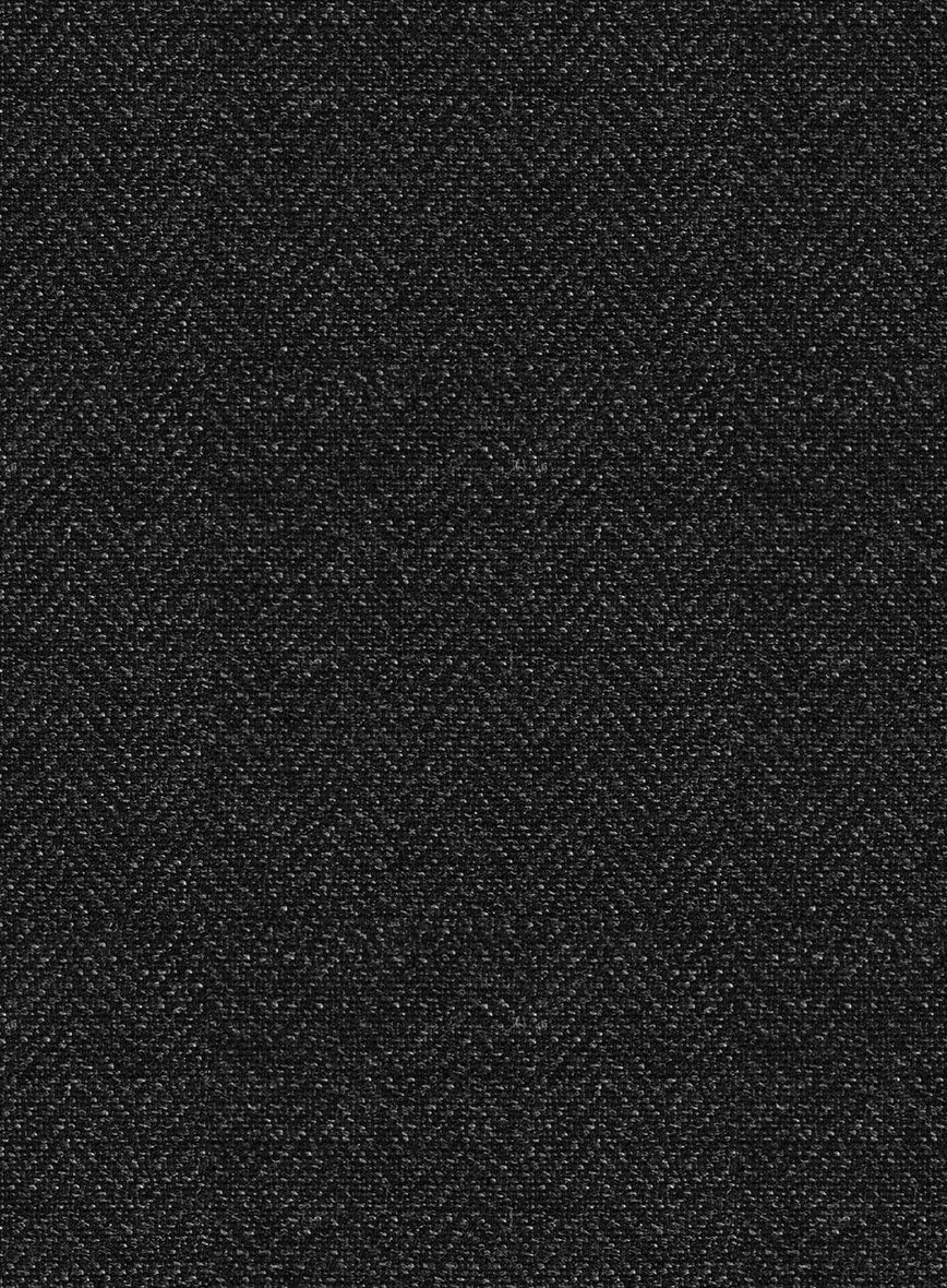 Scabal Charcoal Herringbone Wool Jacket - StudioSuits