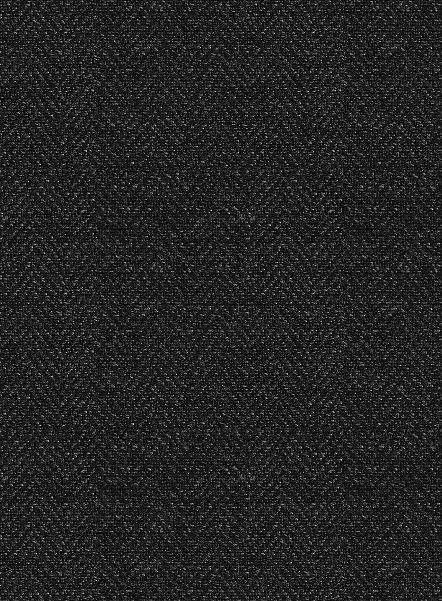 Scabal Charcoal Herringbone Wool Jacket - StudioSuits