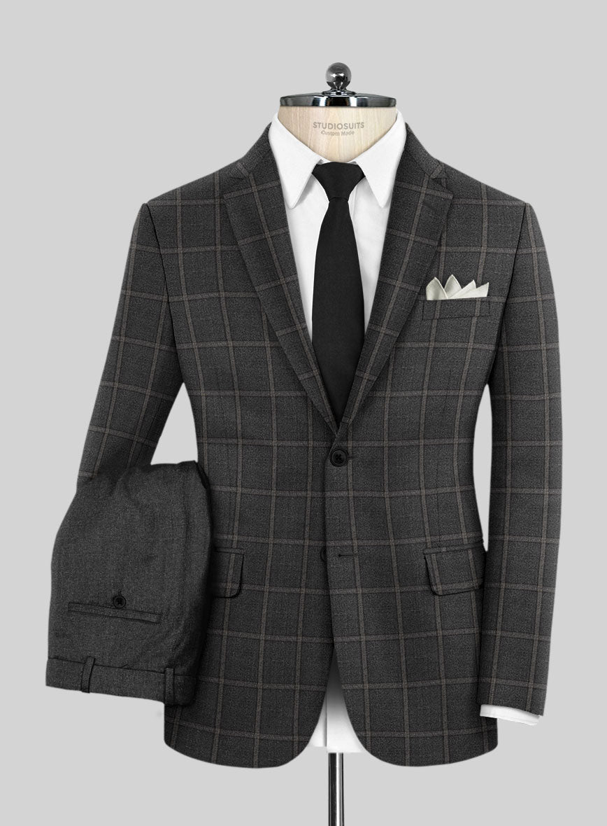 Scabal Charcoal Wool Combination Suit - StudioSuits
