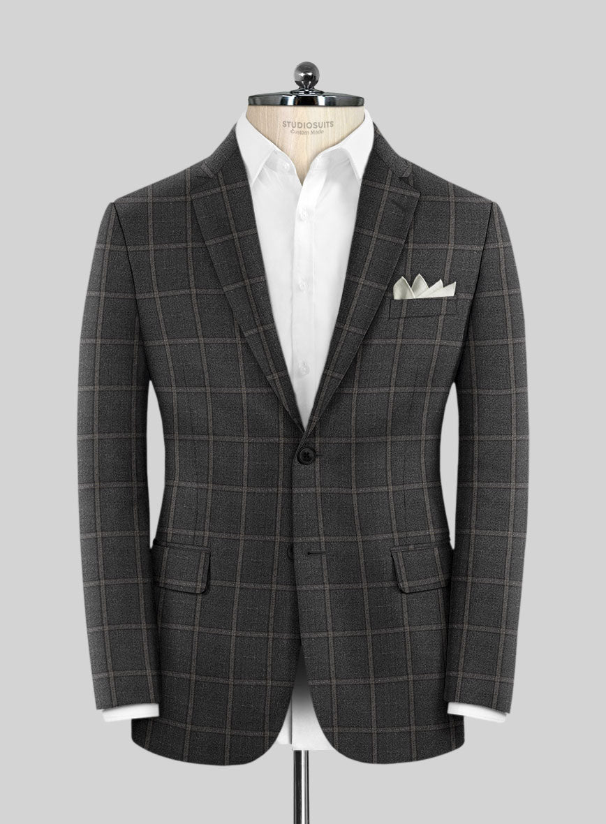 Scabal Charcoal Wool Combination Suit - StudioSuits