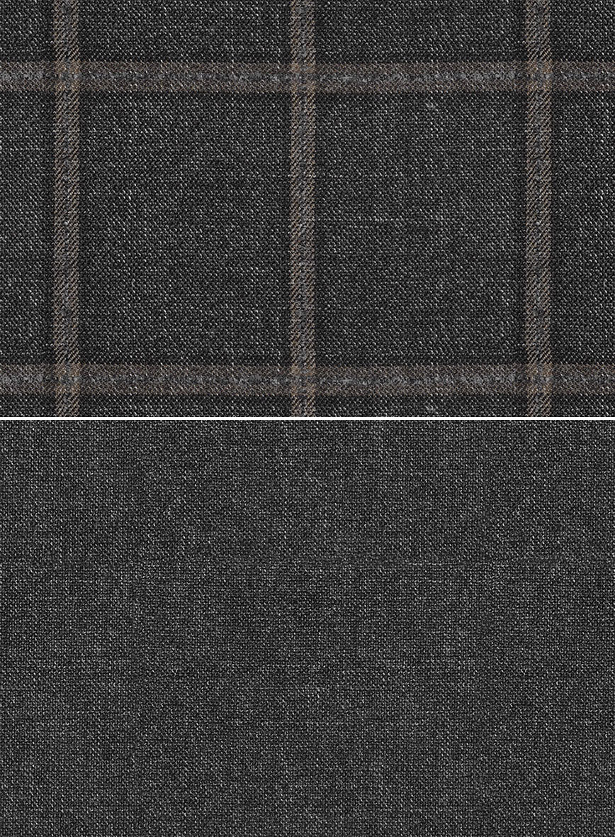 Scabal Charcoal Wool Combination Suit - StudioSuits