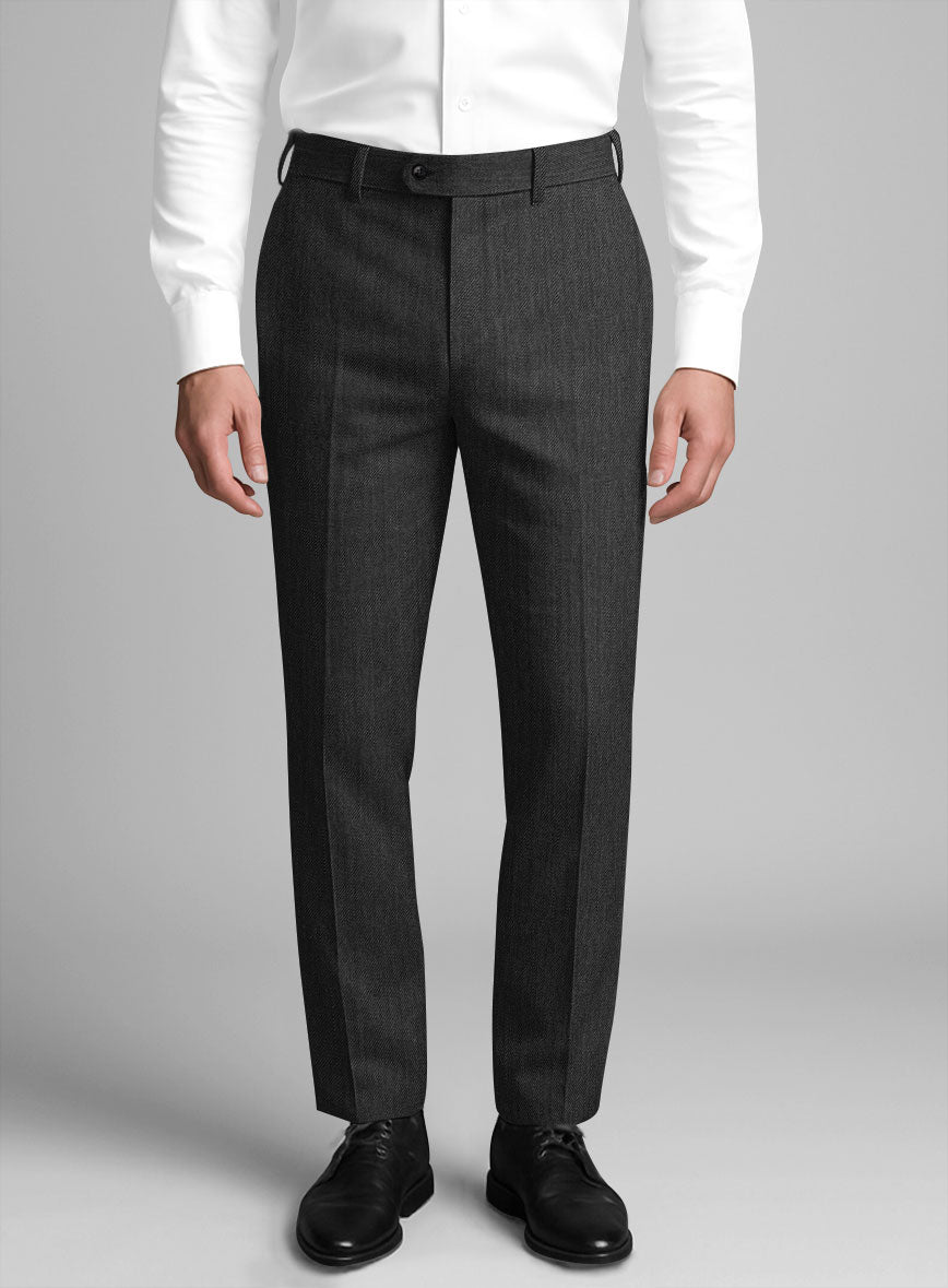 Scabal Charcoal Wool Pants - StudioSuits
