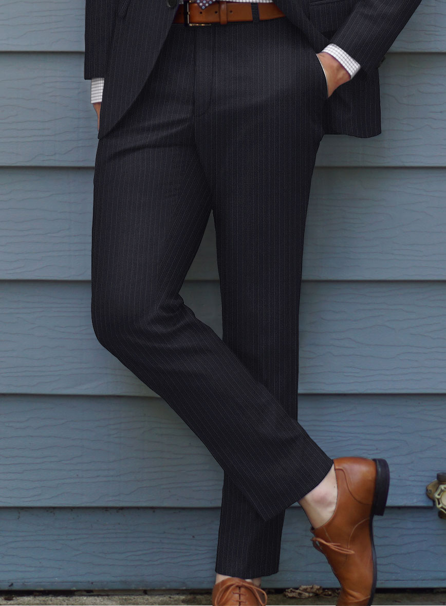 Scabal Ciasso Stripe Blue Wool Pants - StudioSuits
