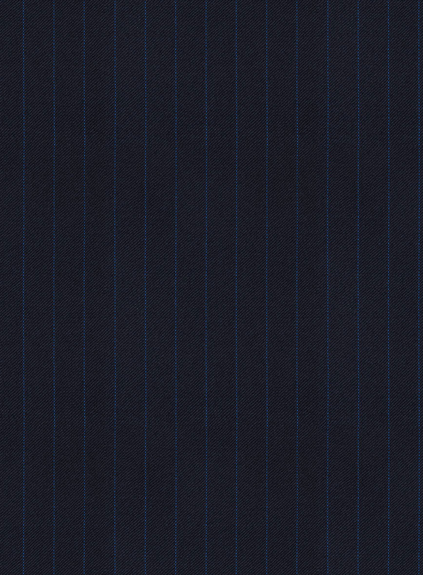 Scabal Ciaz Stripe Blue Wool Pants - StudioSuits