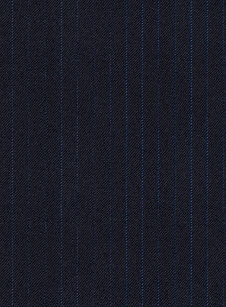 Scabal Ciaz Stripe Blue Wool Pants - StudioSuits