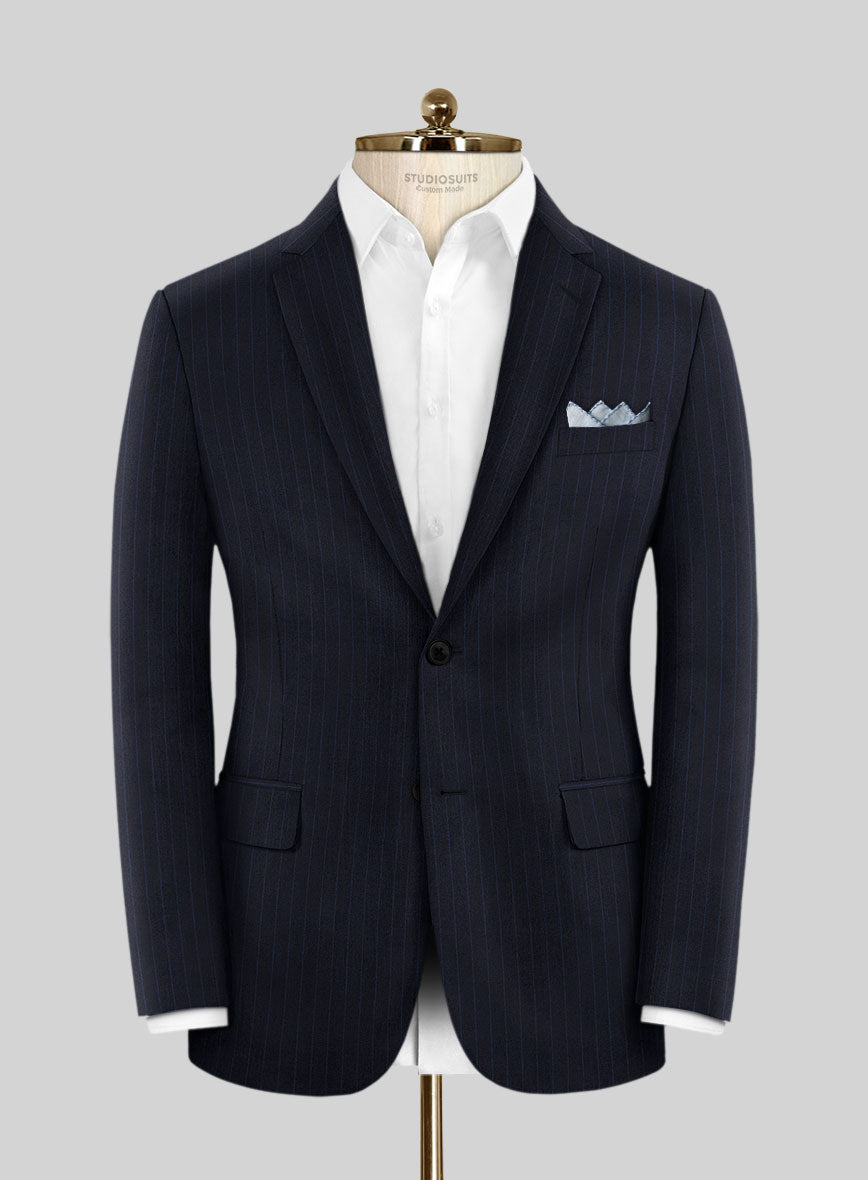 Scabal Ciaz Stripe Blue Wool Suit - StudioSuits