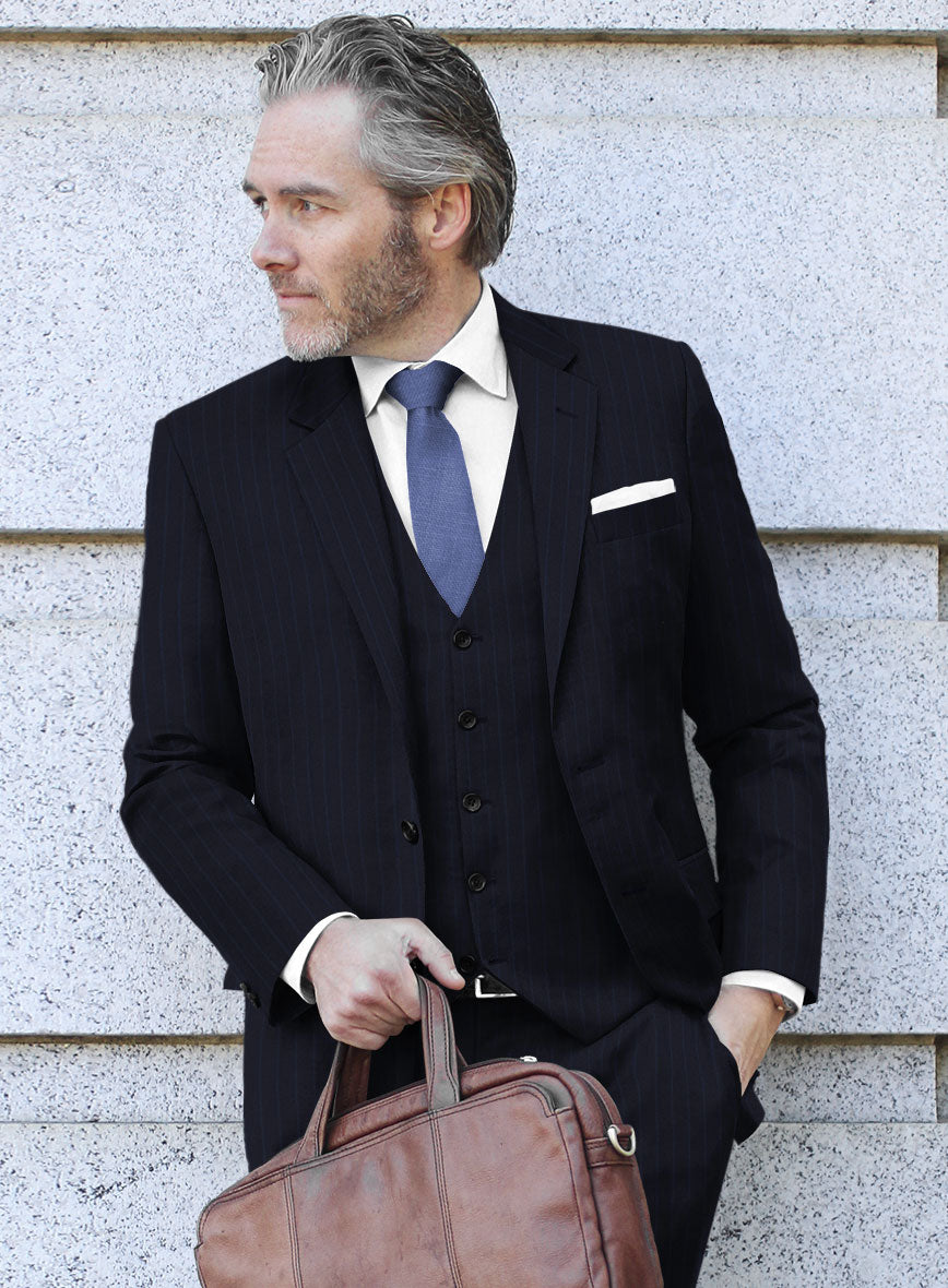 Scabal Suits Scabal Ciaz Stripe Blue Wool Suit – StudioSuits