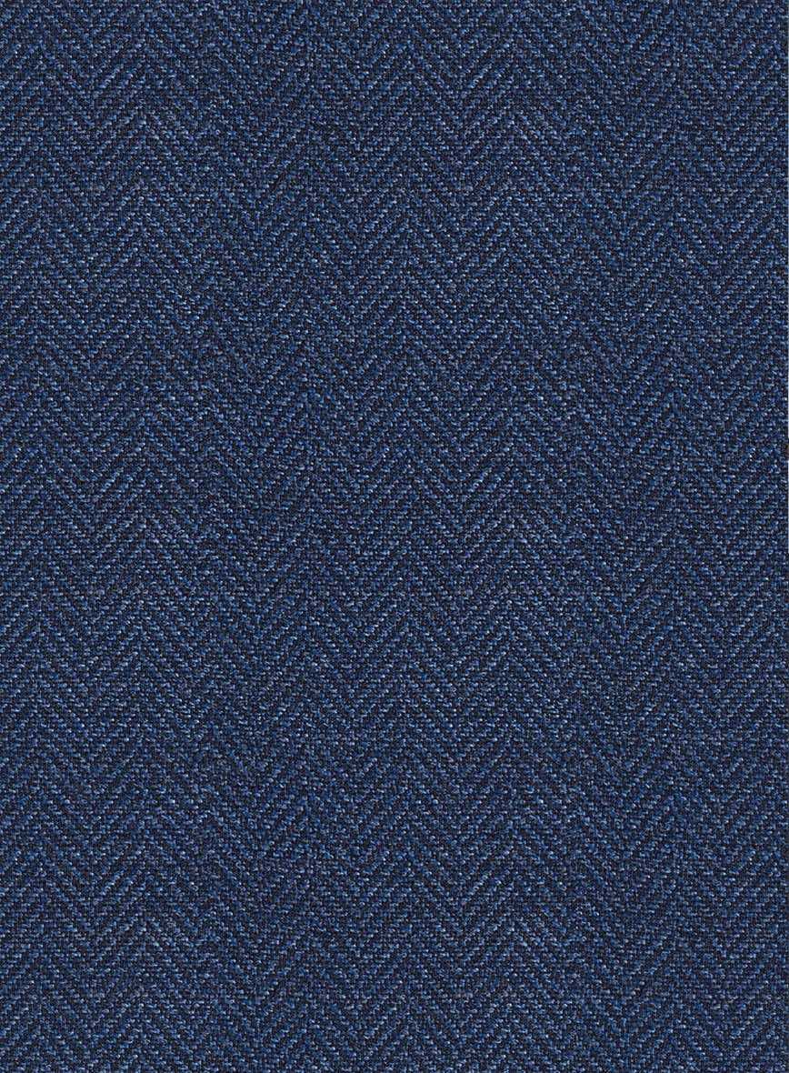 Scabal Cobalt Blue Herringbone Wool Jacket - StudioSuits