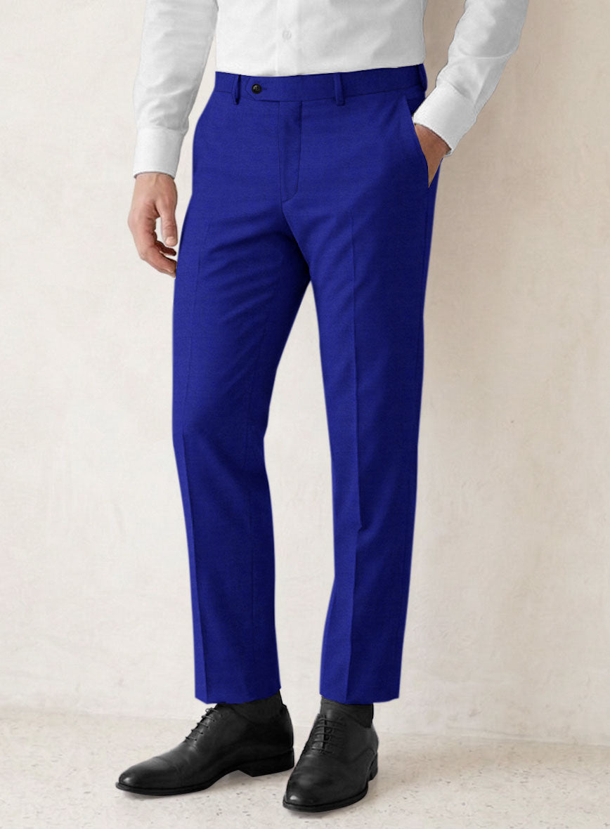 Scabal Cobalt Blue Wool Pants - StudioSuits