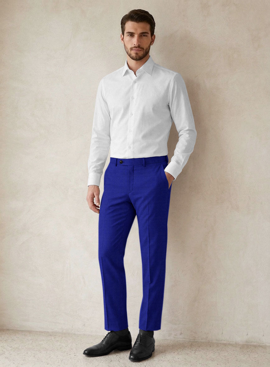Scabal Cobalt Blue Wool Pants - StudioSuits
