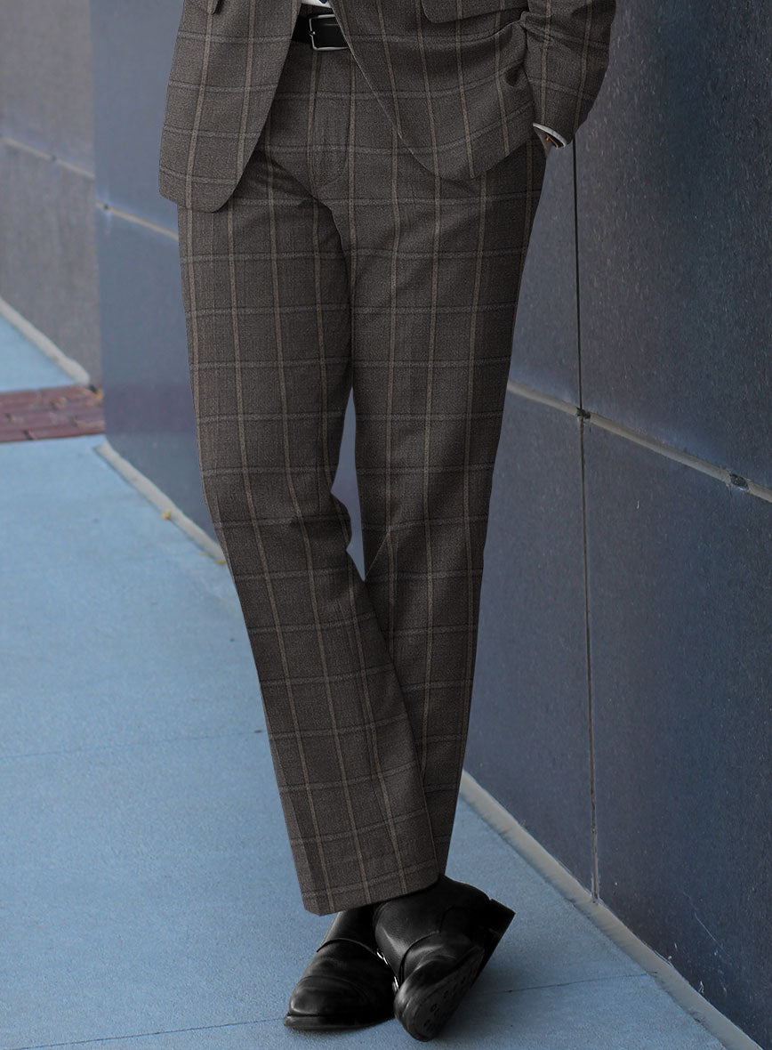Scabal Coffee Brown Wool Pants - StudioSuits