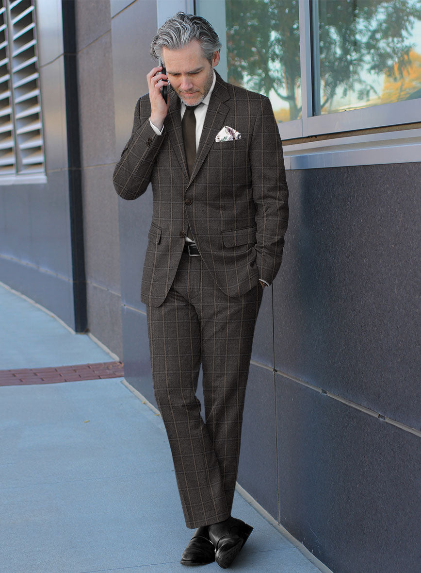 Scabal Coffee Brown Wool Suit - StudioSuits