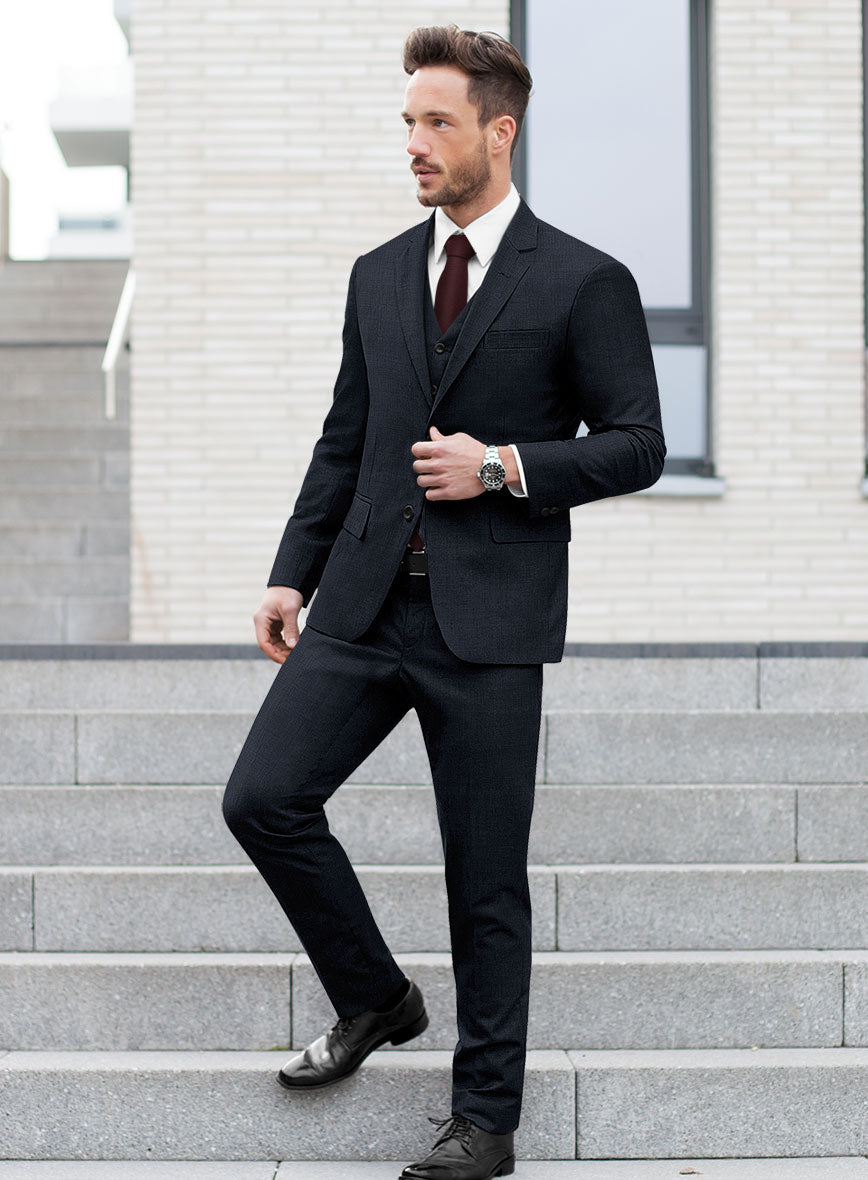 Scabal Cosmopolitan Nailhead Dark Blue Wool Suit - StudioSuits