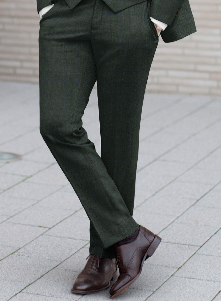 Scabal Cosmopolitan Prince Green Wool Pants - StudioSuits