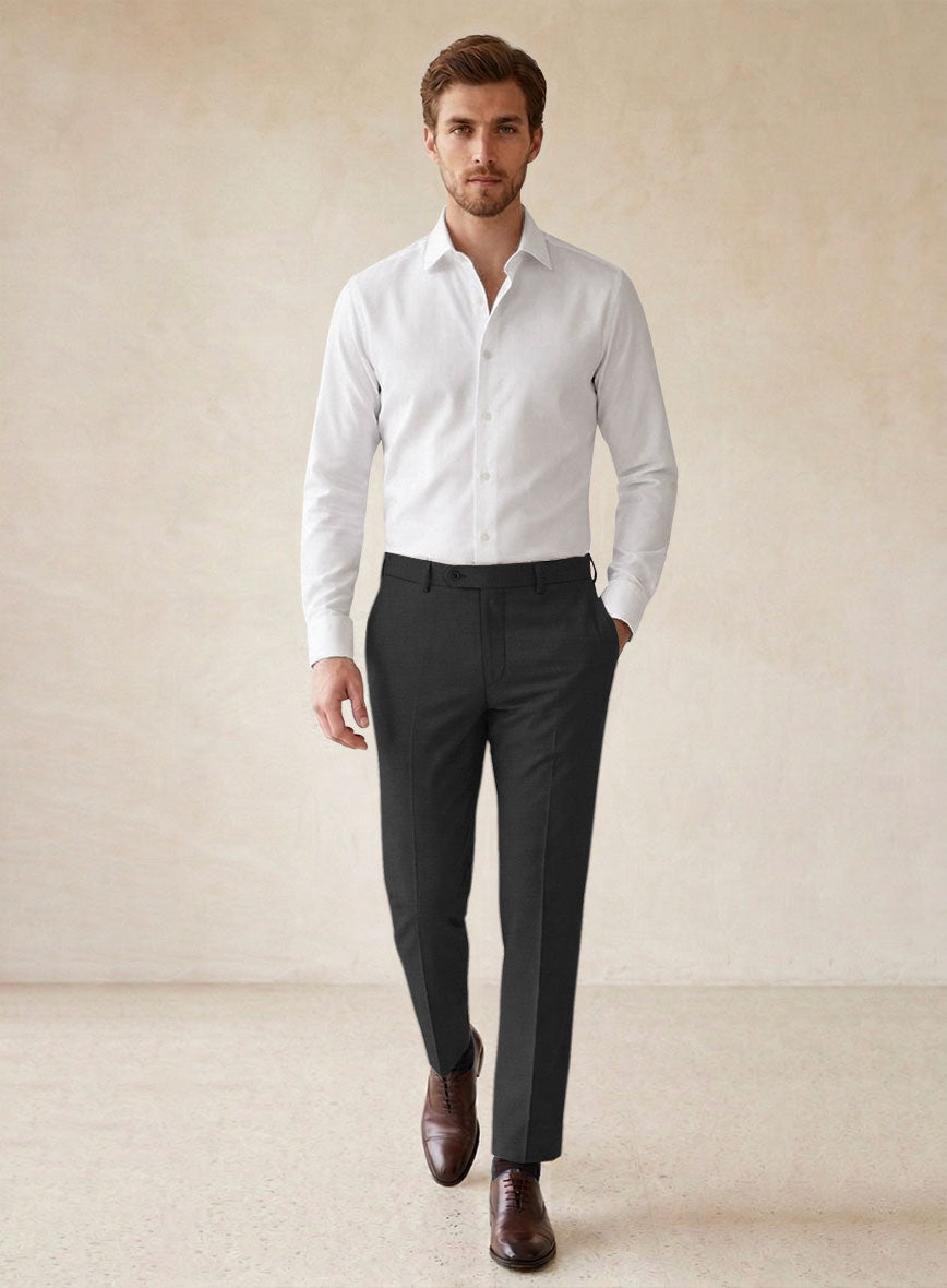 Scabal Cosmopolitan Black Wool Pants - StudioSuits