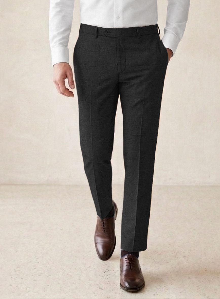 Scabal Cosmopolitan Black Wool Pants - StudioSuits