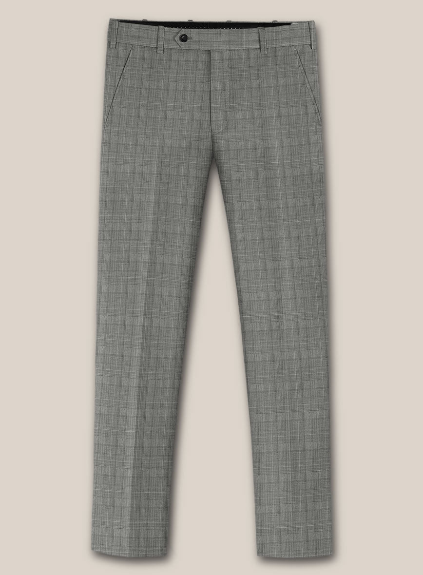 Scabal Cosmopolitan Glen Gray Wool Pants - StudioSuits