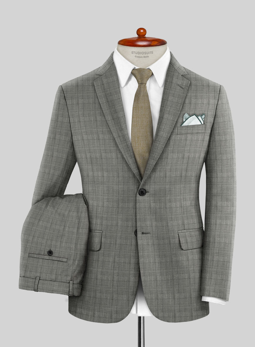 Scabal Cosmopolitan Glen Gray Wool Suit - StudioSuits