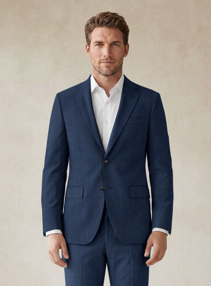 Scabal Cosmopolitan Nailhead Blue Wool Jacket - StudioSuits