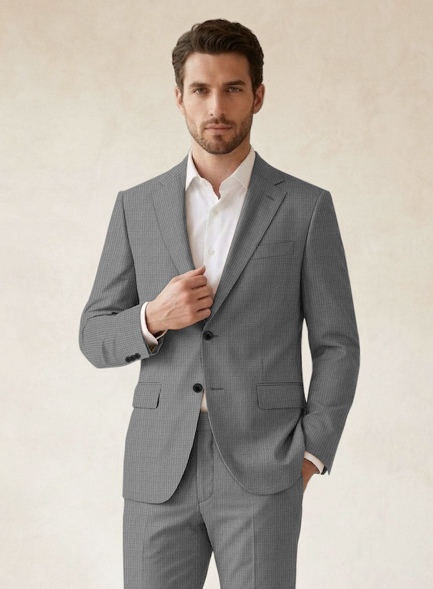 Scabal Cosmopolitan Nailhead Gray Wool Jacket - StudioSuits