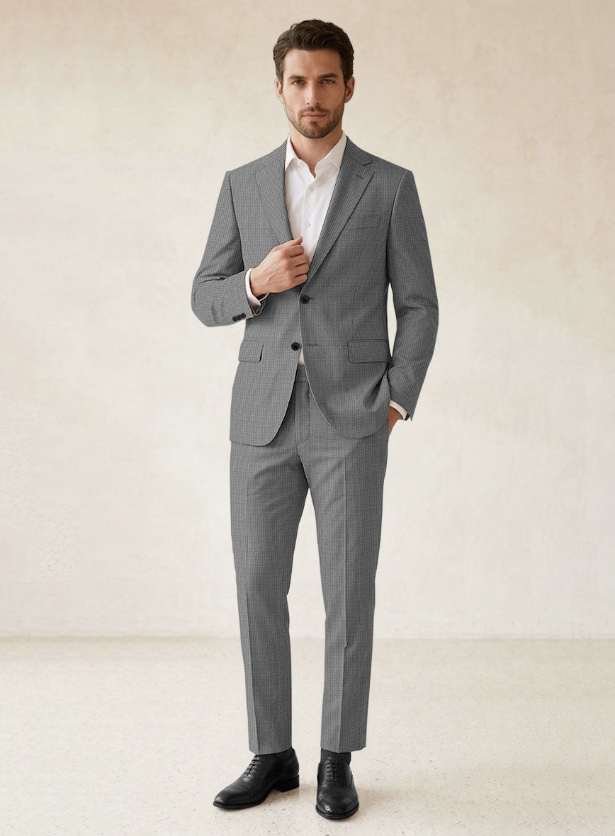 Scabal Cosmopolitan Nailhead Gray Wool Suit - StudioSuits