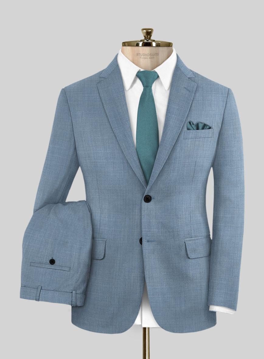Scabal Cosmopolitan Nailhead Light Blue Wool Suit - StudioSuits