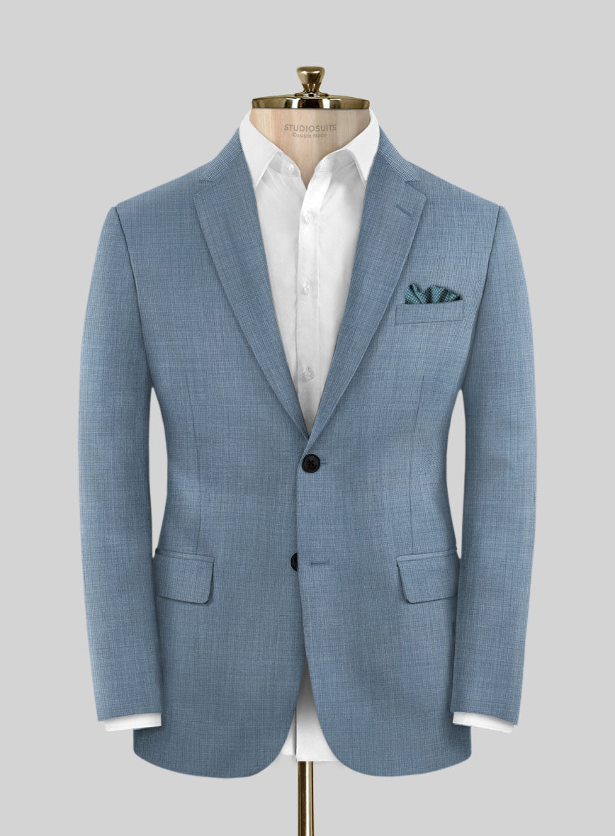 Scabal Cosmopolitan Nailhead Light Blue Wool Suit - StudioSuits