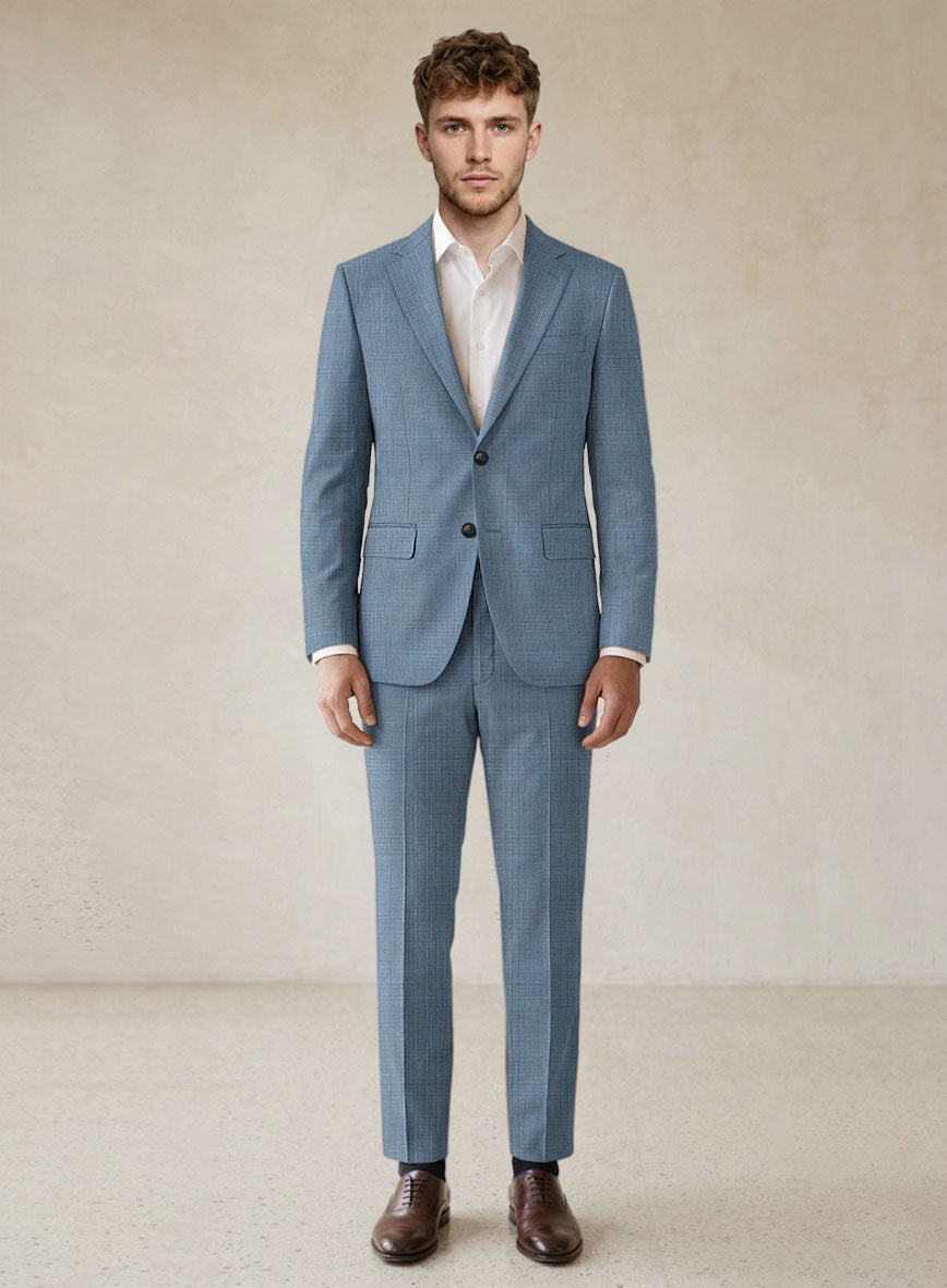 Scabal Cosmopolitan Nailhead Light Blue Wool Suit - StudioSuits