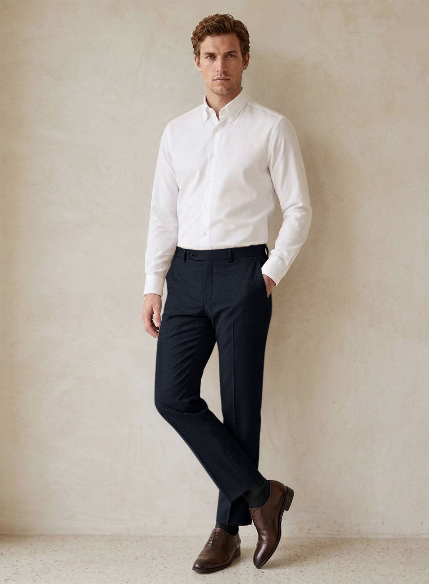 Scabal Cosmopolitan Navy Blue Wool Pants - StudioSuits
