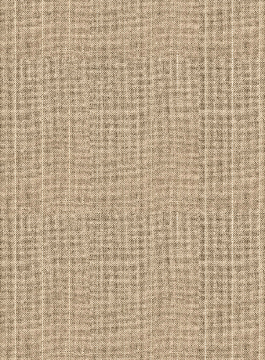 Scabal Cosmopolitan Pinstripe Beige Wool Pants - StudioSuits