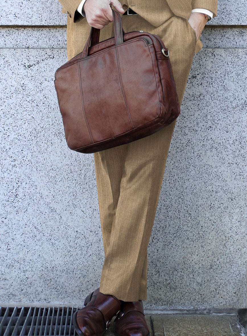 Scabal Cosmopolitan Pinstripe Beige Wool Suit - StudioSuits