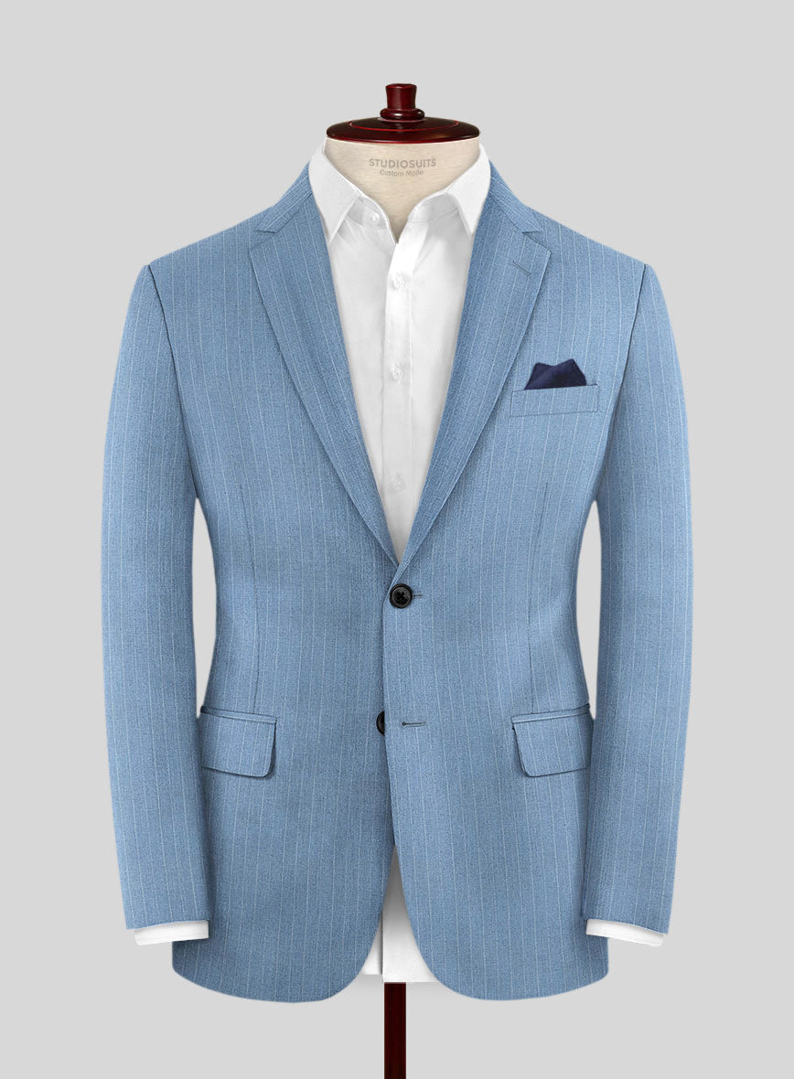 Scabal Cosmopolitan Pinstripe Blue Wool Jacket - StudioSuits