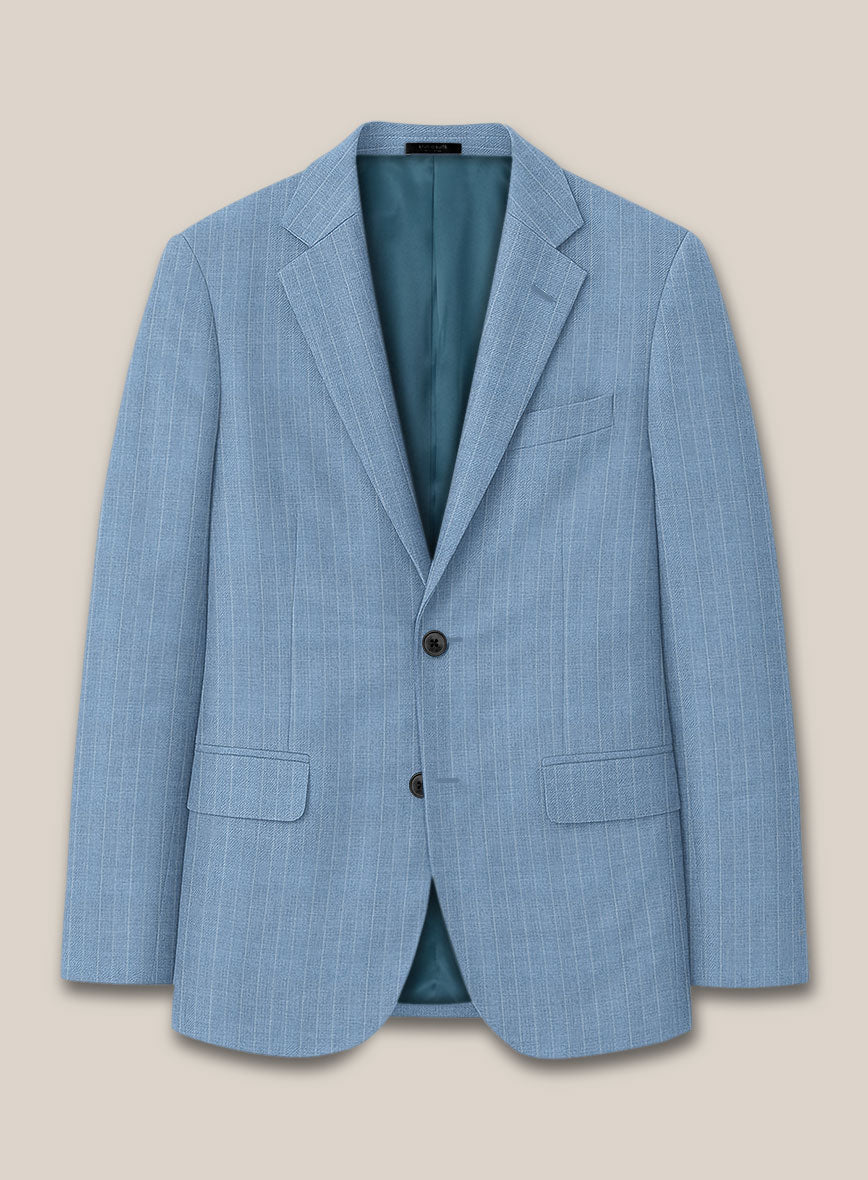 Scabal Cosmopolitan Pinstripe Blue Wool Jacket - StudioSuits
