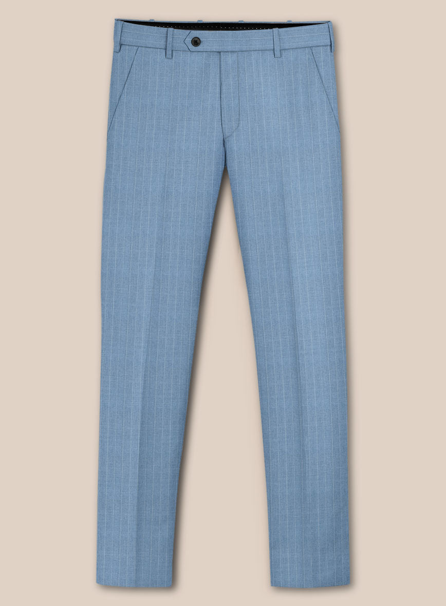 Scabal Cosmopolitan Pinstripe Blue Wool Pants - StudioSuits