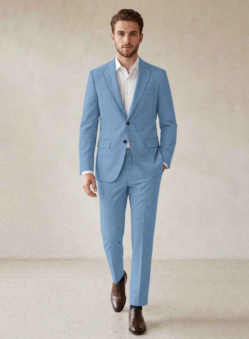 Scabal Cosmopolitan Pinstripe Blue Wool Suit - StudioSuits