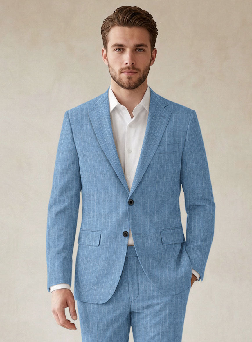 Scabal Cosmopolitan Pinstripe Blue Wool Suit - StudioSuits