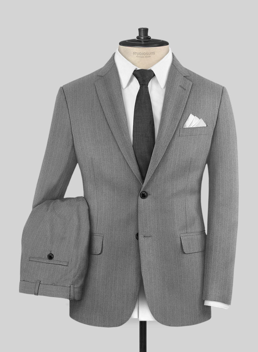 Scabal Cosmopolitan Pinstripe Gray Wool Suit - StudioSuits