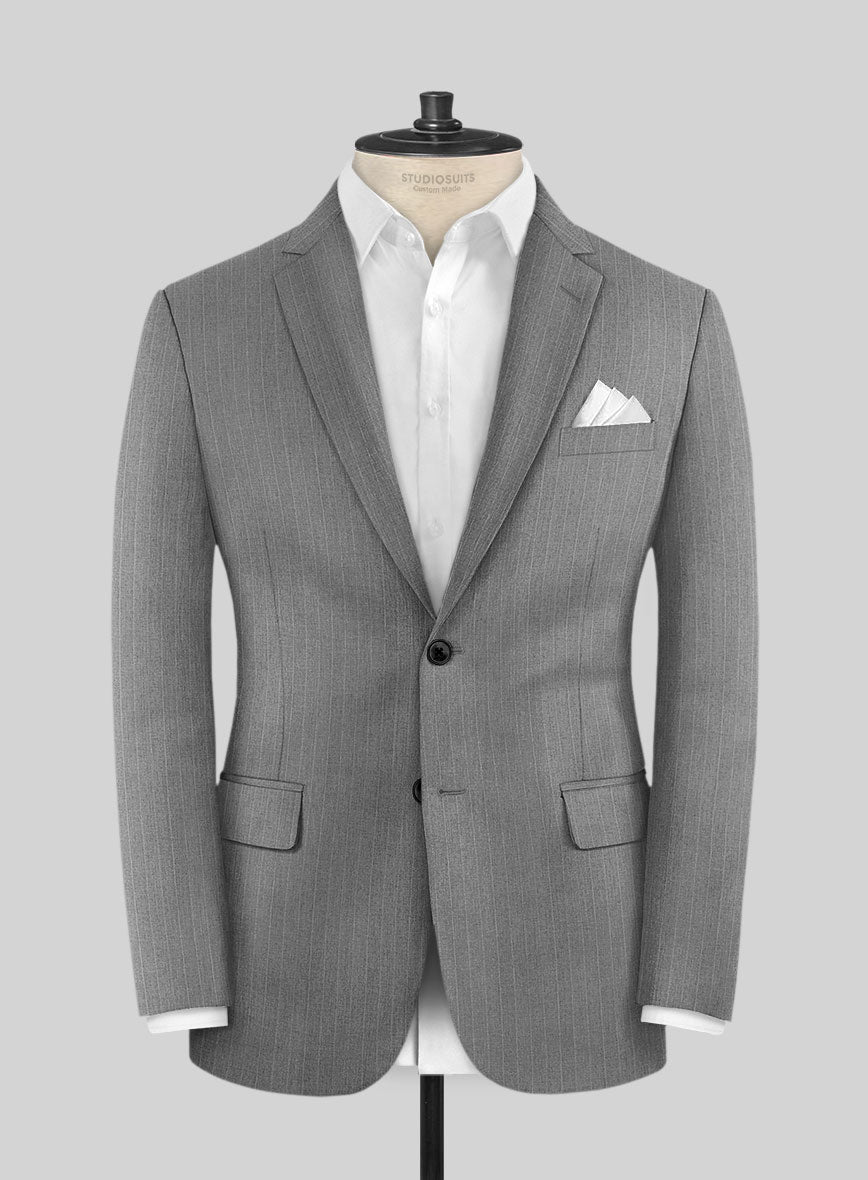 Scabal Cosmopolitan Pinstripe Gray Wool Suit - StudioSuits