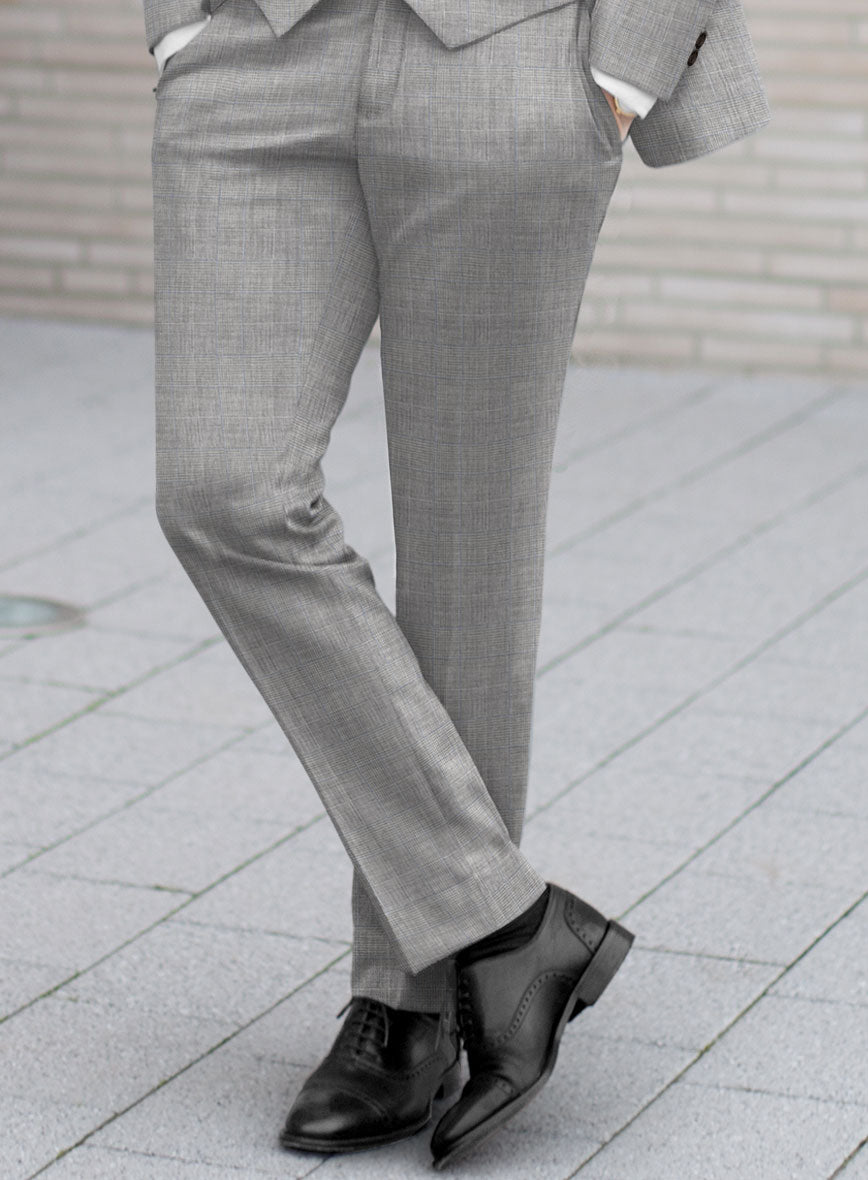 Scabal Cosmopolitan Prince Gray Wool Pants - StudioSuits