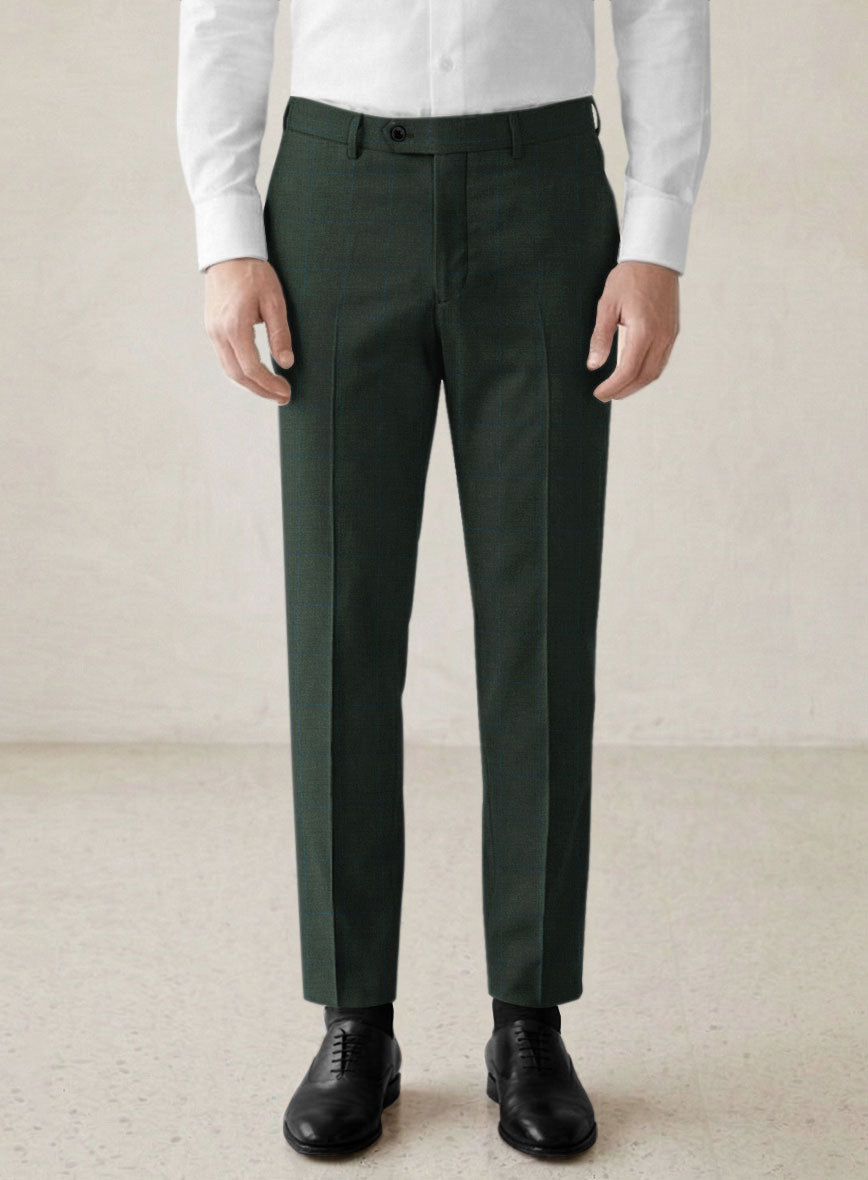 Scabal Cosmopolitan Prince Green Wool Pants - StudioSuits