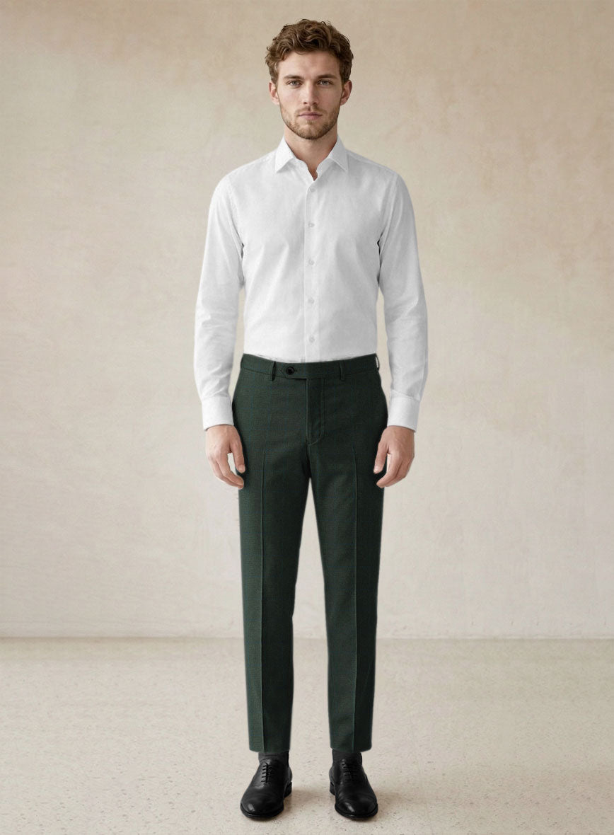 Scabal Cosmopolitan Prince Green Wool Pants - StudioSuits