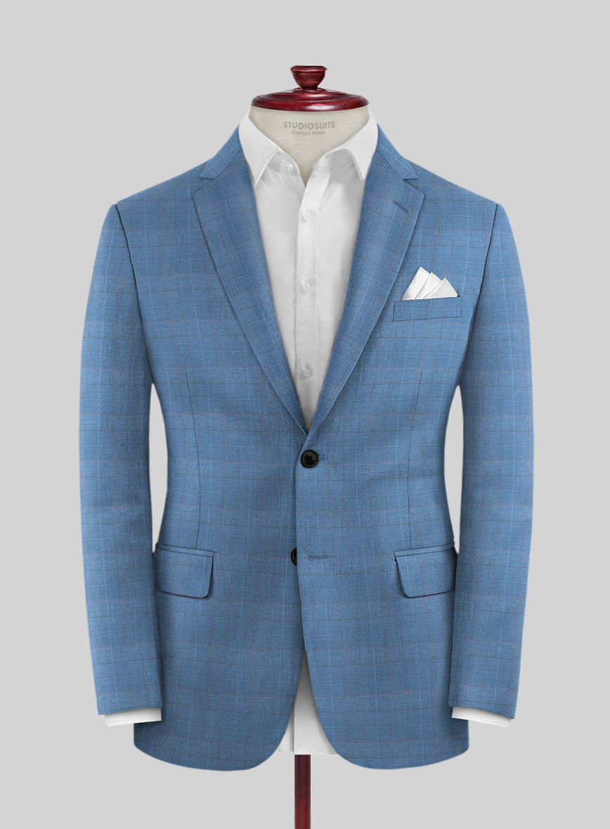 Scabal Cosmopolitan Prince Light Blue Wool Jacket - StudioSuits