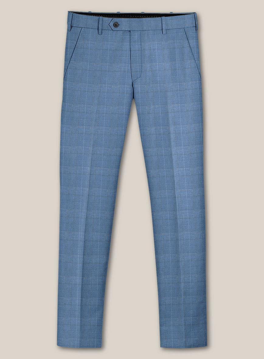 Scabal Cosmopolitan Prince Light Blue Wool Pants - StudioSuits