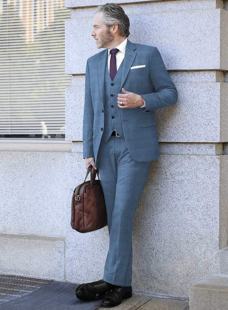 Scabal Cosmopolitan Prince Light Blue Wool Suit - StudioSuits