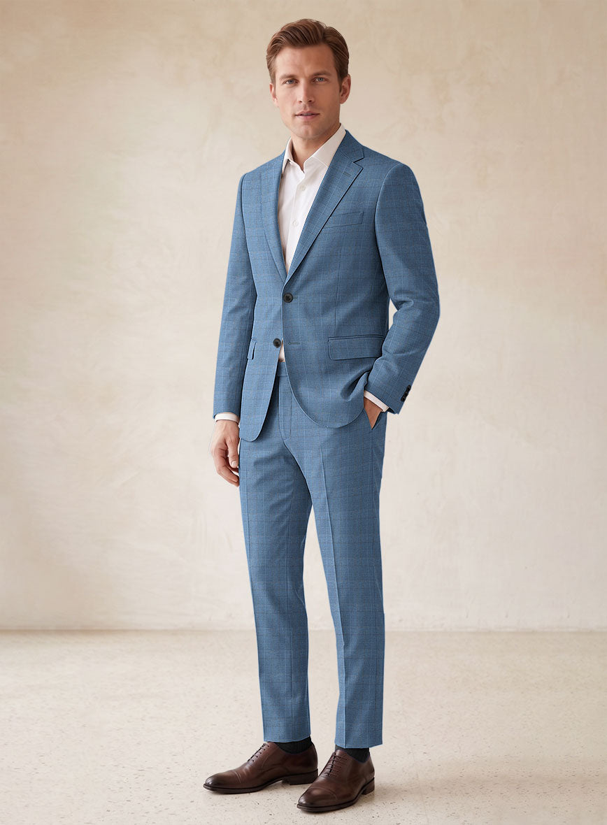 Scabal Cosmopolitan Prince Light Blue Wool Suit - StudioSuits