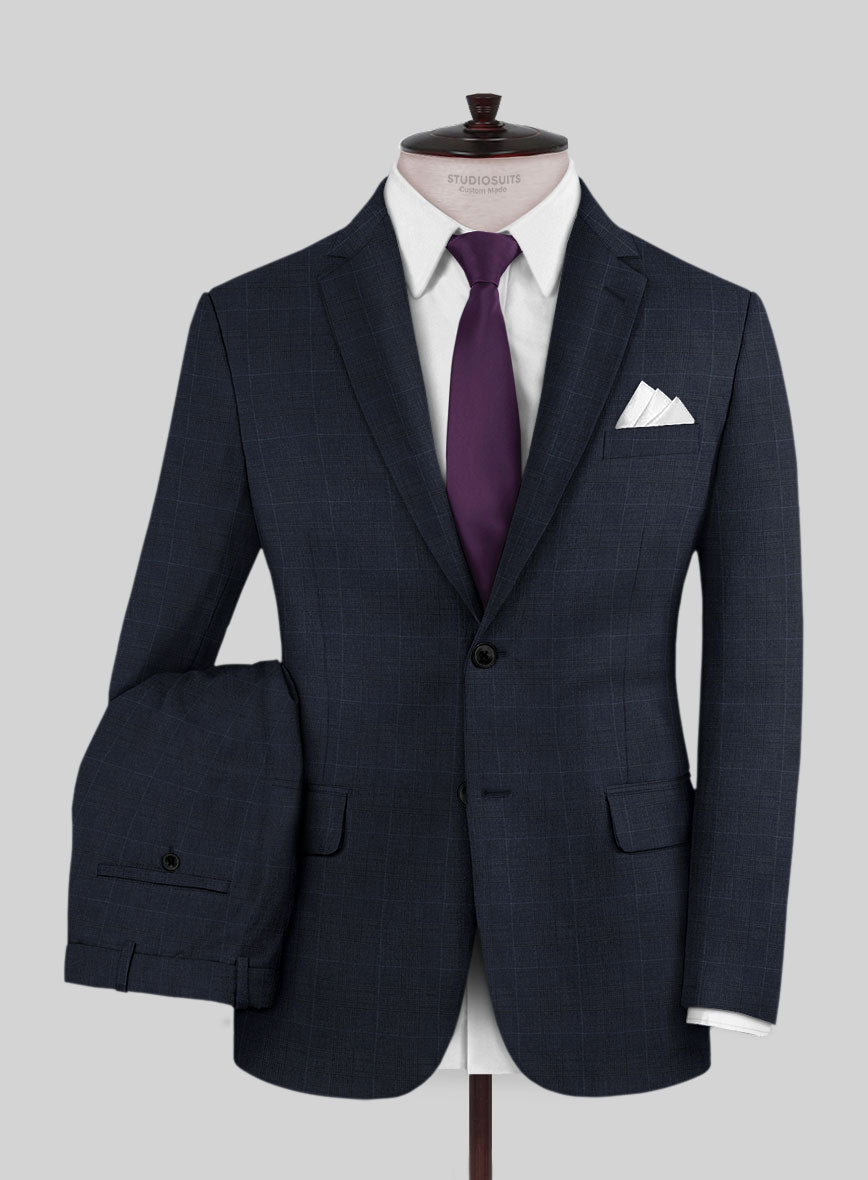 Scabal Cosmopolitan Prince Seal Blue Wool Suit - StudioSuits