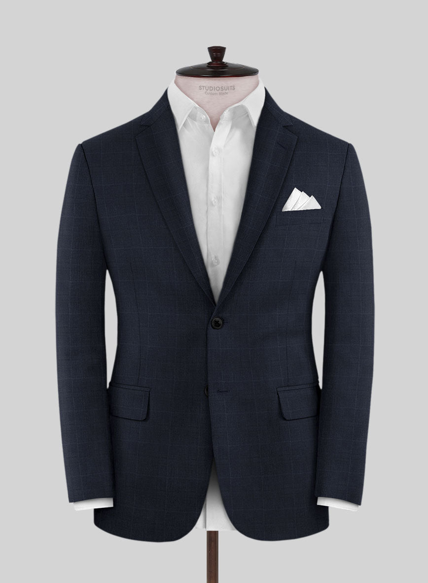 Scabal Cosmopolitan Prince Seal Blue Wool Suit - StudioSuits