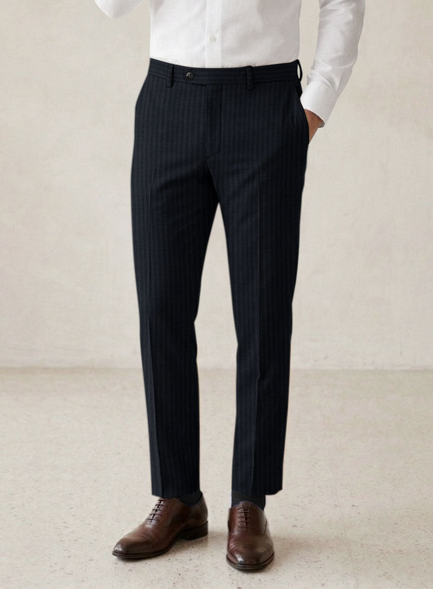 Scabal Cosmopolitan Stripe Alado Blue Wool Pants - StudioSuits